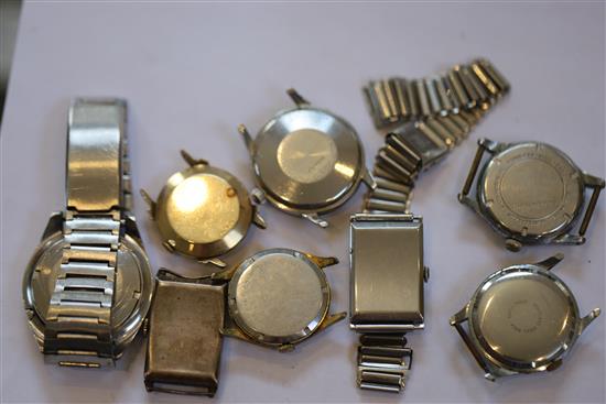 Twelve assorted gentlemans wristwatches including Seiko, Roamer, Bulova and Zodiac.